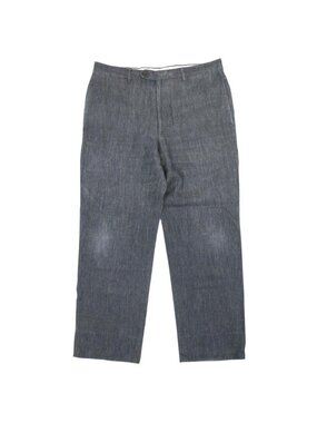 Hermes Striped Linen Wide Pants Straight 10 46 Gray